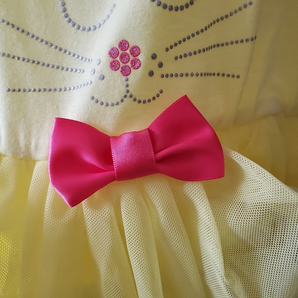 NWOT 24 Months Toughskins Yellow Cat Tulle Dress w/Panties Cap Sleeve Bodice - Picture 5 of 6